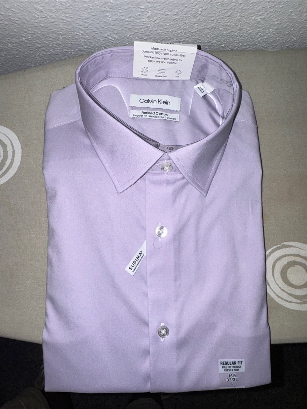 Calvin Klein Men's Light Lavender Dress Shirt - Regular Fit